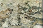 unknow artist Nilotic mosaic with hippopotamus,crocodile and ducks Sweden oil painting artist